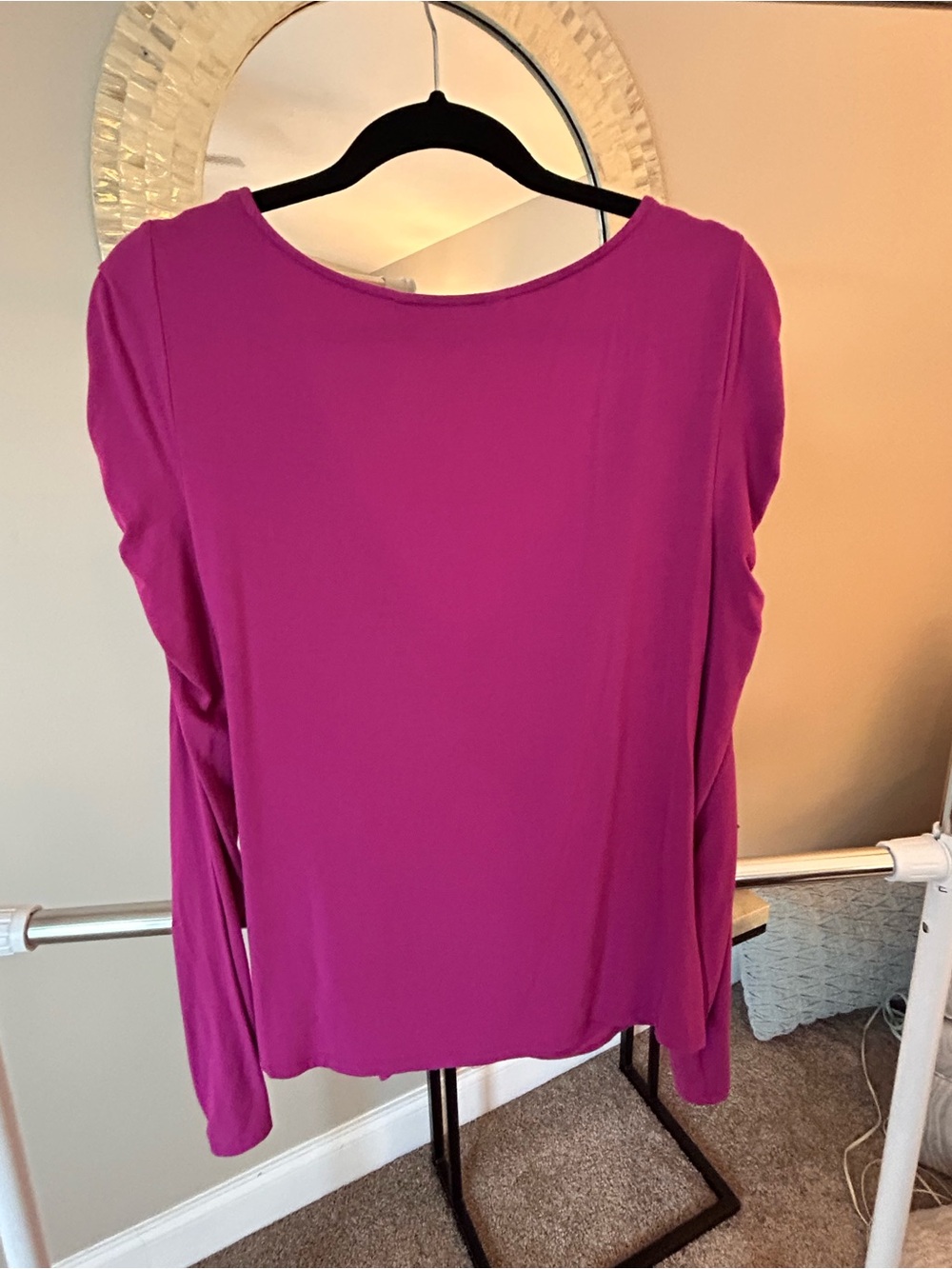 Veronica Beard Magenta Ruched Long Sleeve Blouse - Picture 7 of 10